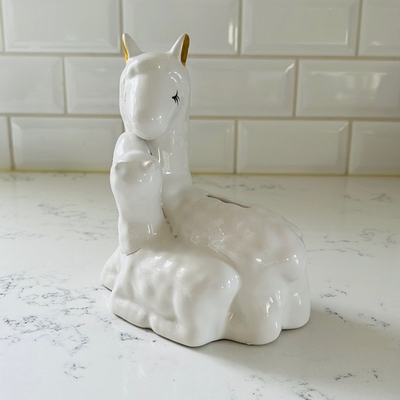 White Ceramic Lamb Coin Bank - Picture 4 of 9